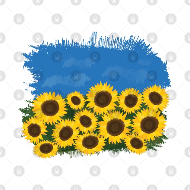 Ukraine flag, Sunflower and Blue Sky by Krapka Designs