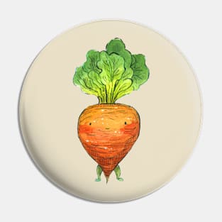 "I love Veggies" Carrot Cute Watercolour Handmade Pin