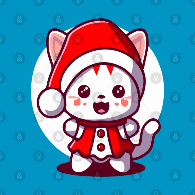 Cute Cat Wearing Santa Suit by Mr.FansArt