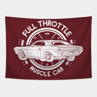 ull Throttle Muscle Car vintage worn out  and steering wheel Tapestry