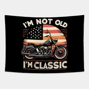 Vintage Motorcycle Biker Graphic I'M not Old I'm Classic Tapestry