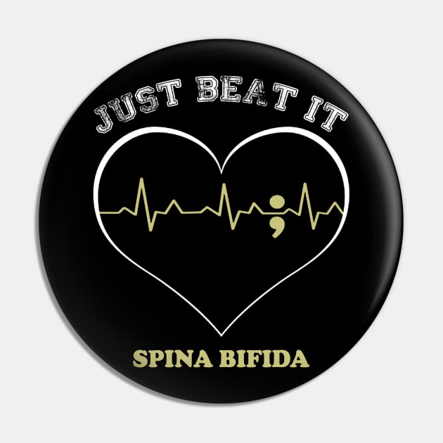 Spina Bifida Awareness Just Beat It Heartbeat Pin by KHANH HUYEN