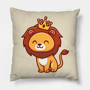 Cute Lion King Sitting Cartoon Pillow