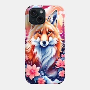 Red Fox with Bold Flowers Phone Case