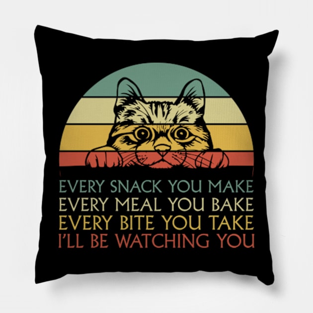 I'll Be Watching You, Funny Scary Cat Jokes, Cat Moms, Cat Dads, Cat Gifts 2023 Pillow by sarcasmandadulting