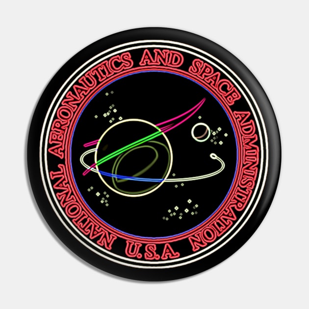 USA Space Agency Neon Colors Design Pin by Lunar Lens