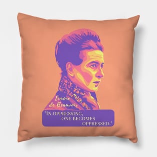 Simone de Beauvoir Portrait and Quote Pillow