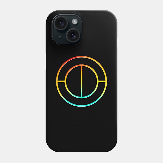 Neon Geometric Glyph Mandala Sigil Rune Sign Seal Cyan Red and Yellow  -  100 Phone Case by Holy Rock Design