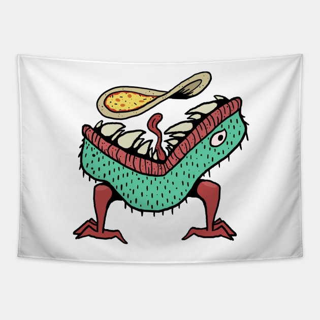 Pizza Monster Tapestry by Voxglove