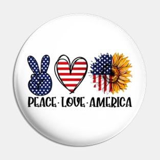 Peace love America sunflower Pin