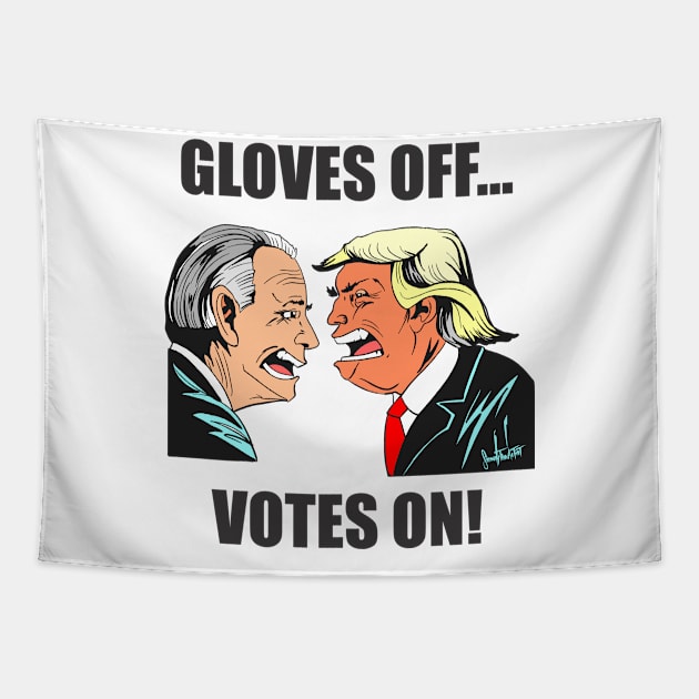 trump biden gloves off votes on comic version Tshirt and Novelty gift Tapestry by SidneyTees