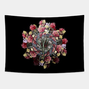 Vintage Ixia Anemonae Flora Flower Wreath Tapestry