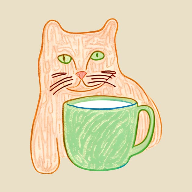 cat drinking coffee by Maria Murtaza