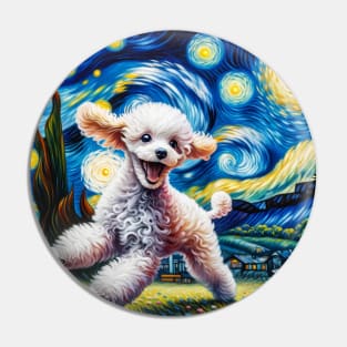 Starry Poodle Portrait - Dog Portrait Pin