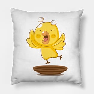 Cute Yellow Bird Cartoon Pillow