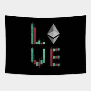 Vintage LOVE Stock Chart Ethereum ETH Coin Valentine Crypto Token Cryptocurrency Blockchain Wallet Birthday Gift For Men Women Kids Tapestry