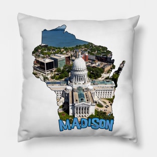 Wisconsin State Outline (Madison) Pillow