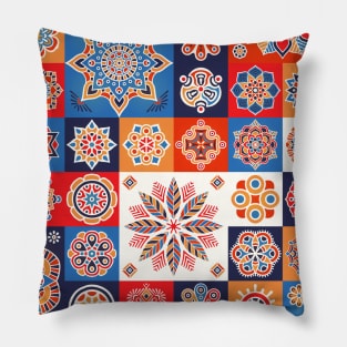 Azulejo mandala floral #6 Pillow