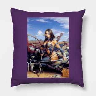 Fantasy Artwork - Woman with Machine Gun Pillow