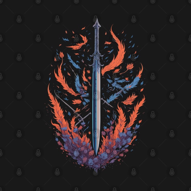 Medieval sword with feathers by webbygfx