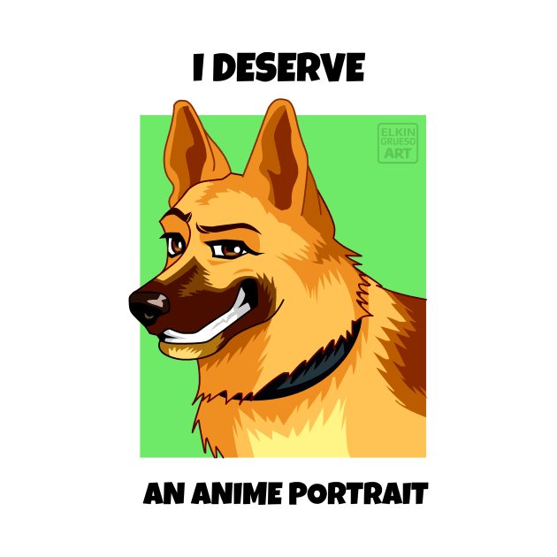 German Shepherd Dog: Anime Cartoon Portrait by elkingrueso