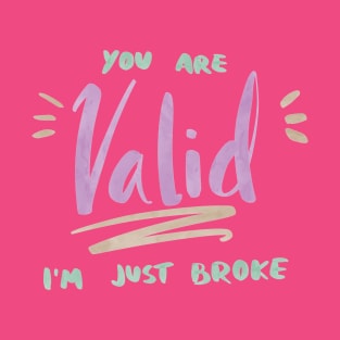 You are Valid: I'm just broke. T-Shirt