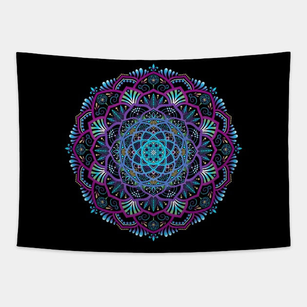 Glowing Mandala Tapestry by SheaBondsArt