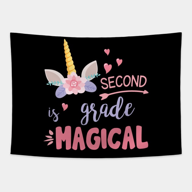 Unicorn Student Teacher Second Grade Is Magical Back School Tapestry by joandraelliot