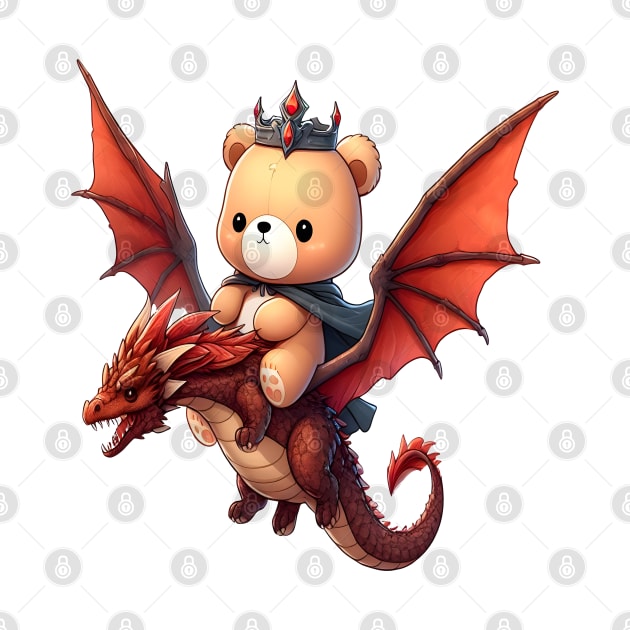 Cute Bear King Riding a Dragon Kawaii by Teddy Club