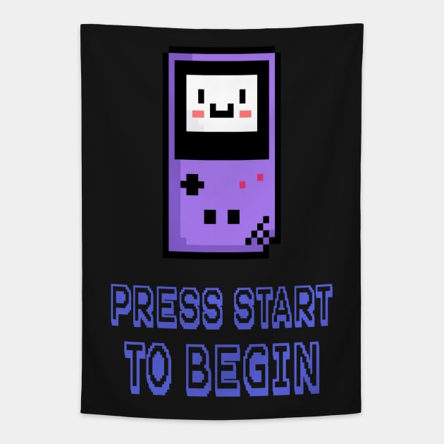 Press start to begin 8-bit video game Tapestry by Rdxart
