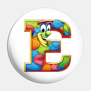 letter E cartoon art v2 Pin