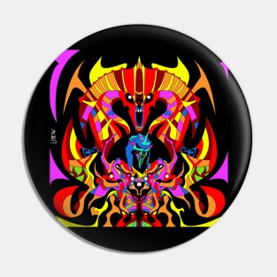 dark nazgul ecopop monster with hollow kaiju in totonac mexican patterns art Pin