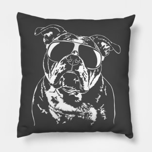 Cool Old English Bulldog with sunglasses Pillow