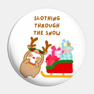 Slothing Through the Snow Christmas Sleigh Sloth Pin