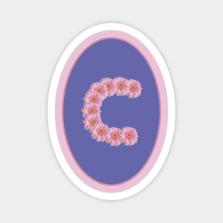 Letter C Pink Gerbera Daisy Monogram Magnet