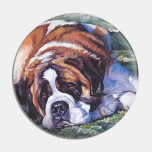 Saint Bernard Fine Art Painting Pin