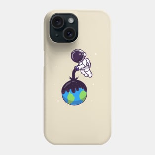 Cute Astronaut Pouring Space On Earth Cartoon Phone Case