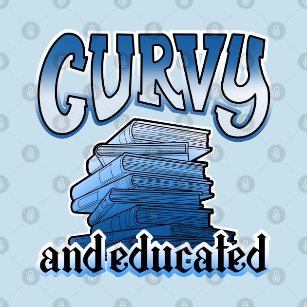 Curvy and educated, stack of blue books by weilertsen