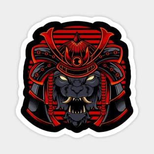 Roaring Samurai: Powerful Wolf Head with a Warrior's Helmet Magnet