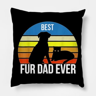 Best Fur Dad Ever Intage Retro Dog And Cat Owner Funny Pillow