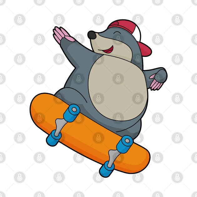 Mole as Skater with Skateboard by Markus Schnabel