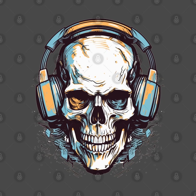 Skull with headphones by RosaliArt