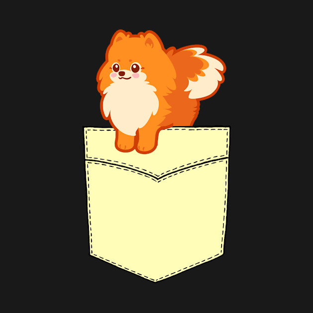 Pomeranian dog cute puppy in pocket t-shirt by MMTees