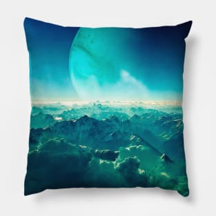 Blue Horizon - Space Collage, Retro Futurism, Sci-Fi Pillow