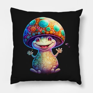 magical toadstool mushroom character Happy face Pillow