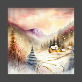 Chritsmas Snow Winter Watercolor Landscapes series 11 T-Shirt