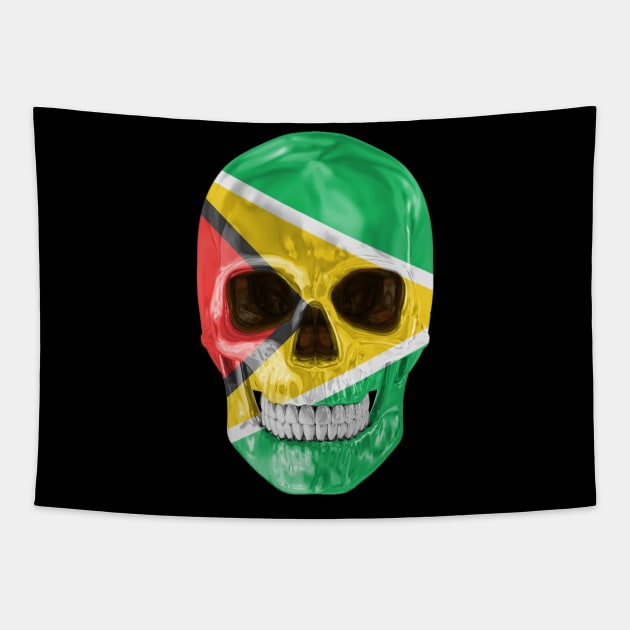 Guyana Flag Skull - Gift for Guyanese With Roots From Guyana Tapestry by Country Flags