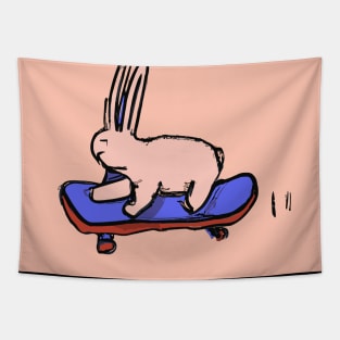 Bunny on a Skateboard Tapestry