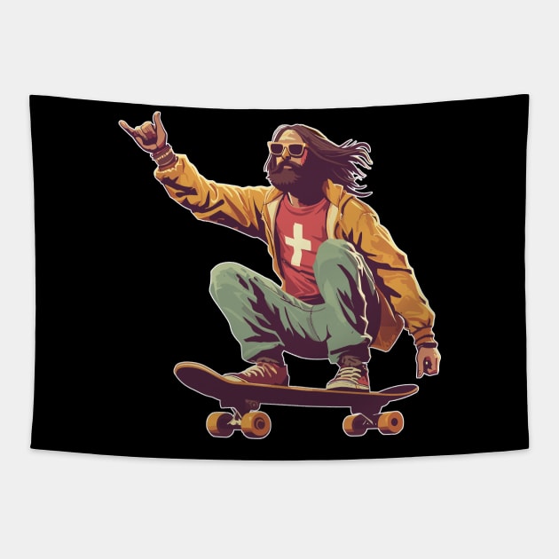 Cool Trendy Jesus Christ skater Tapestry by TomFrontierArt