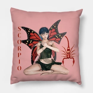 Scorpio fairy meditating with scorpion symbol Pillow